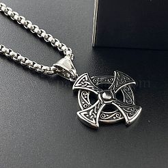 Halsketten mit Wikingerkreuz-Anhänger aus 304er Edelstahl für Herren&nbsp;MS4247