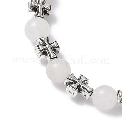 Bracelets extensibles en perles rondes de jade naturel de Malaisie&nbsp;BJEW-JB12343-02