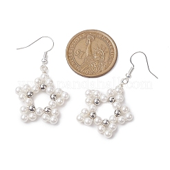 Orecchini pendenti con perle di conchiglia e fiori&nbsp;EJEW-TA00577