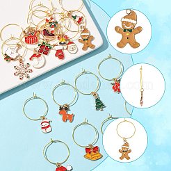 20 stücke 20 arten weihnachten thema legierung emaille wein glas charme&nbsp;HJEW-HS00082