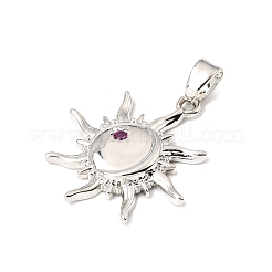 Pendentifs en laiton sertis de micro-pavés de zircone cubique magenta&nbsp;KK-E801-01P