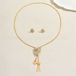 Halskette und Ohrstecker mit Herzanhänger aus einer Legierung aus Strassen und Liebesbesatz für Damen&nbsp;RE6970