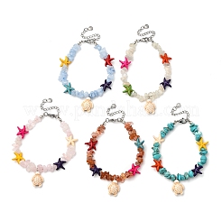 5 set di braccialetti con ciondoli a forma di tartaruga turchese sintetica e naturale&nbsp;BJEW-JB12405