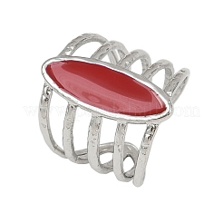 Pferdeauge 304 Edelstahl Emaille Manschettenringe für Frauen&nbsp;RJEW-G355-04P-02