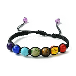 Armband aus gefärbten natürlichen und synthetischen gemischten Edelsteinen mit runden geflochtenen Perlen&nbsp;BJEW-JB09624
