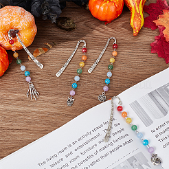 8 Stück 4 Lesezeichen mit Anhänger aus Legierung im tibetischen Stil für den Halloween-Tag&nbsp;AJEW-FG0002-69