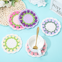 5 Stück Baumwolluntersetzer mit Blumenmuster in 5 Farben&nbsp;AJEW-GF0011-80