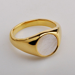 Anillos de dedo de acero inoxidable 304 con concha natural&nbsp;WGA15AE-02