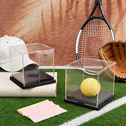 Transparente Acryl-Sportballvitrinen mit schwarzem Sockel&nbsp;ODIS-WH0030-300
