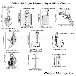 100 pz 10 ciondoli in lega a tema mistero assassino stile tibetano&nbsp;TIBEP-CJ0001-88