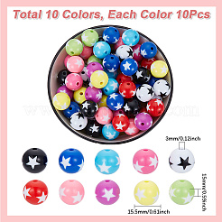 100pcs 10 Farben undurchsichtige Acrylperlen&nbsp;SACR-SP0001-15