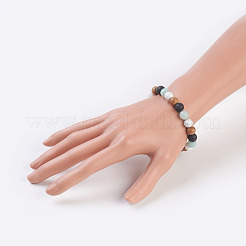 Pulseras elásticas de amazonita de flores naturales&nbsp;BJEW-JB03682-01