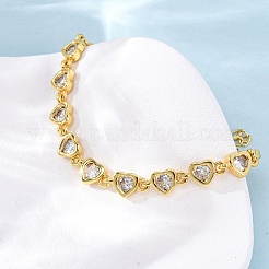 Messing-Gliederarmbänder mit Mikropflaster und klaren Zirkonia für Damen&nbsp;BJEW-D342-02G