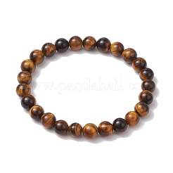 Natürliches Tigerauge runde Perlen Stretch-Armbänder&nbsp;BJEW-JB11490