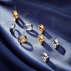 8 Stück 8 Stil 201 Edelstahl geriffelte Fingerring-Einstellungen&nbsp;MAK-UN0001-37