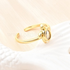Anelli a polsino con tema oceano in ottone micro pavé di zirconi cubici per donna&nbsp;RJEW-F184-17B-G