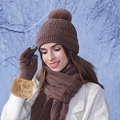 Guantes de manga larga con puños de pelo de conejo de imitación para mujer&nbsp;AJEW-WH20019-20C