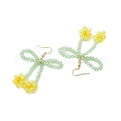 Hängeohrringe aus Glasperlen mit Blume und Schleife&nbsp;EJEW-TA00518