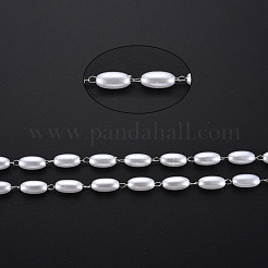 Chaînes à perles imitation perles en acier inoxydable 304 et plastique ABS&nbsp;CHS-S008-014B-P