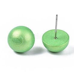 Boucles d'oreilles en bois de schima demi-rond perlé pour fille femme&nbsp;EJEW-N048-001-07