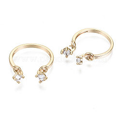 Messing Micro Clear Zirkonia Manschette Fingerringe Einstellung&nbsp;KK-T056-51G-NF