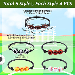 20 Stück 5 Stile Sport Thema Acryl Perlen Armbänder für Männer Frauen&nbsp;BJEW-GA0001-19