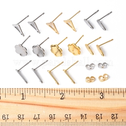 16 stücke 8 stile 201 edelstahl stud ohrring Zubehörse mit loch&nbsp;EJEW-FS0001-21