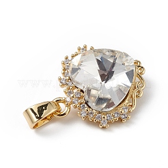 Colgantes de circonio cúbico transparente micro pavé de latón chapado en oro real de 18k&nbsp;KK-C015-05G-01