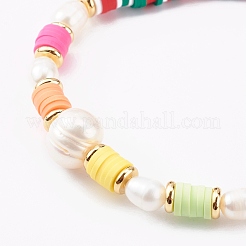 Bracciali elasticizzati con perline di argilla polimerica heishi&nbsp;BJEW-JB06026-01