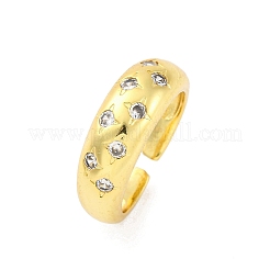 Bagues de manchette en laiton avec micro pavé de zircone cubique transparente pour femmes&nbsp;RJEW-H248-01G-01