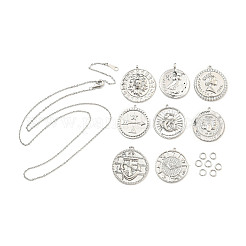 DIY flache runde Messing Micro Pave klare Zirkonia Anhänger Halsketten Herstellung Kits&nbsp;KK-S386-38P