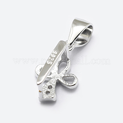 Anti-ossidazione rodiato 925 ciondolo in argento sterling micro pavé di zirconi cubici&nbsp;STER-P034-57P