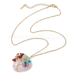 Colliers avec pendentif en pierres précieuses pour le yoga et les chakras&nbsp;NJEW-JN05083-01