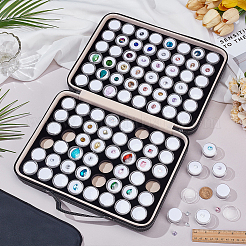 96 Stück runde kleine Koffer aus PS-Kunststoff mit losem Diamanten und Schwamm im Inneren&nbsp;CON-WH0001-63