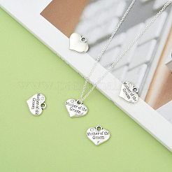 Thema Hochzeit antiken silbernen Ton tibetischen Stil Legierung Herz mit Mutter der Bräutigam Rhinestone-Charme&nbsp;LS-TIBEP-N005-17A