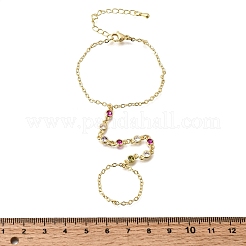 Bracelets mitaines en laiton avec micro pavé de zircons cubiques&nbsp;BJEW-C156-01G-01