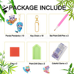 2 ensembles 2 kits de porte-clés panda sportifs de peinture de diamant de style diy&nbsp;DIY-TA0003-80