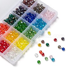 15 colores cuentas de vidrio electrochapado&nbsp;EGLA-X0006-02B-8mm