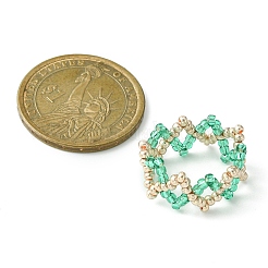 Anello da dito con onda di perline intrecciate con semi di vetro&nbsp;RJEW-MZ00011