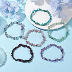 Braccialetti elasticizzati da donna con perline e scaglie di pietre preziose miste naturali e sintetiche&nbsp;BJEW-JB10046