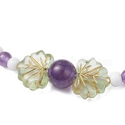 Braccialetti di perline intrecciate in ametista naturale per uomo e donna&nbsp;BJEW-MZ00208-03
