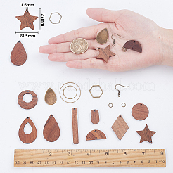 Kit fai da te per realizzare orecchini pendenti in legno di noce e plastica CCB&nbsp;DIY-SC0012-43AB