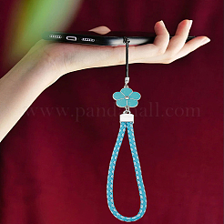 1 Stück PU-Leder-Lanyard-Handgelenksschlaufe für Handys mit Blumenanhängern&nbsp;AJEW-LP0005-03A