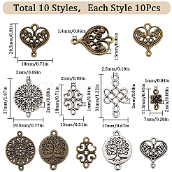 Fascini del connettore della lega di stile tibetano di 100pcs 10 stili&nbsp;FIND-SC0007-87