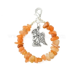 Engel Themen natürliche rote Achat/rot Aventurin/Fluorit Chips Anhänger Dekoration&nbsp;HJEW-JM02893