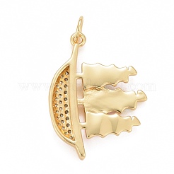 Porte micro ouvrent pendentifs zircone cubique en laiton de placage&nbsp;KK-I689-06G-01