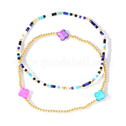 2 bracelet extensible en perles de verre et perles de laiton (2 styles différents)&nbsp;TY2852-1