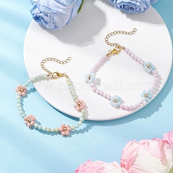 2 ensemble de bracelets en perles de verre à fleurs&nbsp;BJEW-JB12653
