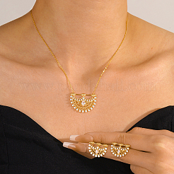 Halsketten-Sets mit Mondanhänger und Ohrsteckern aus Messing mit Mikropavé und klarem Zirkonia für Damen&nbsp;ON6272