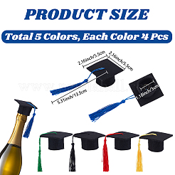 20 cappello da laurea in feltro mini bicolore con nappe&nbsp;AJEW-CP0010-11